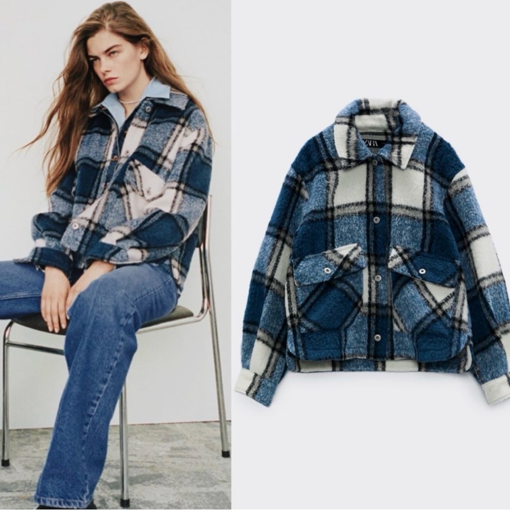 ZARA Blue plaid shacket